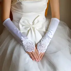 Новое Прибытие свадебные аксессуары свадебные Перчатки кружева атласные перчатки литургия перчатки средней длины метров белый красный