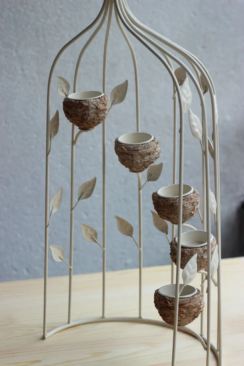 Birdcage candle holder wall mounted candle stand wall decor Wrought Iron craft candlestick Rural home accents European gifts Birdcage candle holder wall mounted candle stand wall decor Wrought Iron craft candlestick Rural home accents European gifts