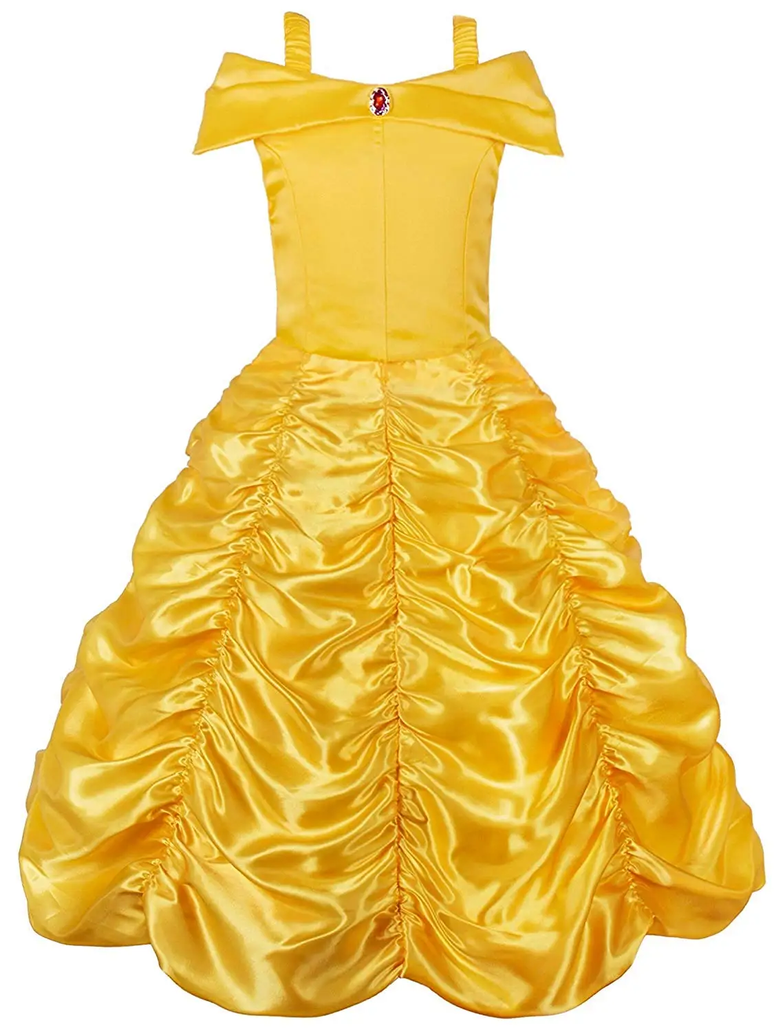

FEECOLOR 1PCS Princess Belle Off Shoulder Layered Costume Dress for Little Girl