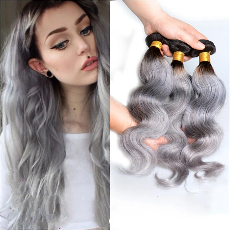 1pcs Gray Hair Extensions Body Wave Synthetic Hair Weft Weaving