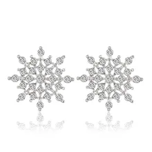 2016 New Ladies Crystal Snow Flake Bijoux Statement Stud font b Earrings b font For Women