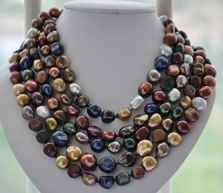 

Jewelr 004771 Long baroque multicolor Freshwater cultured pearl necklace 100inch