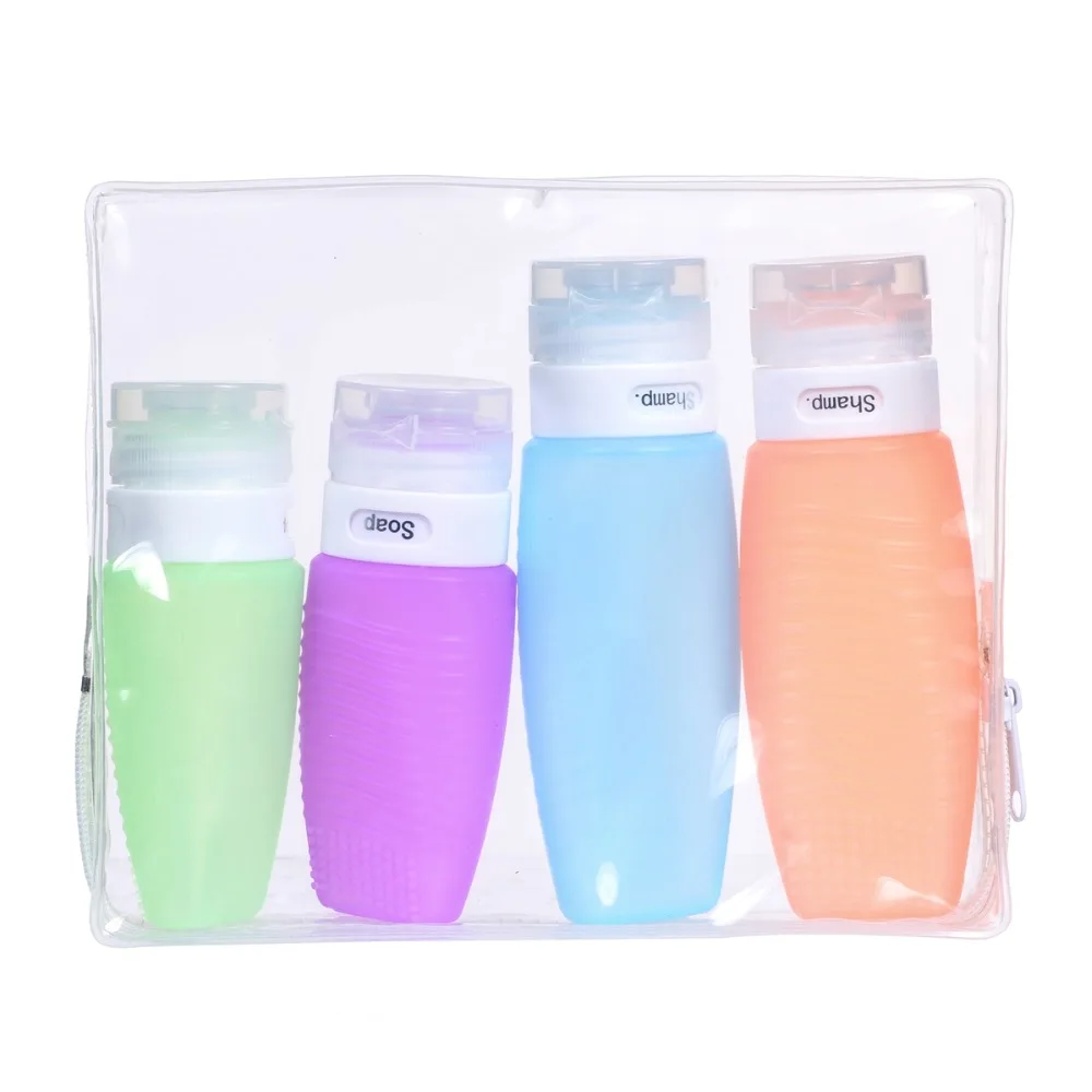 50set/lot Travel Bottle Set Silicone Leak Proof Travel Containers for