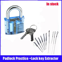 Синий прозрачный видимый Палочки слесарное учебное пособие висячий замок со сломанным для удаления ключа блокировки экстрактор набор слесарных инструментов