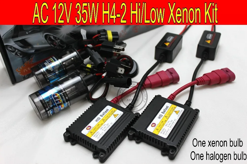 

Free Shipping 12V/35W AC SLIM BALLAST H4 Hi/Low KIT H4-2 Xenon + Halogen bulb xenon kit car headlight 4300K/6000K/8000K/10000K
