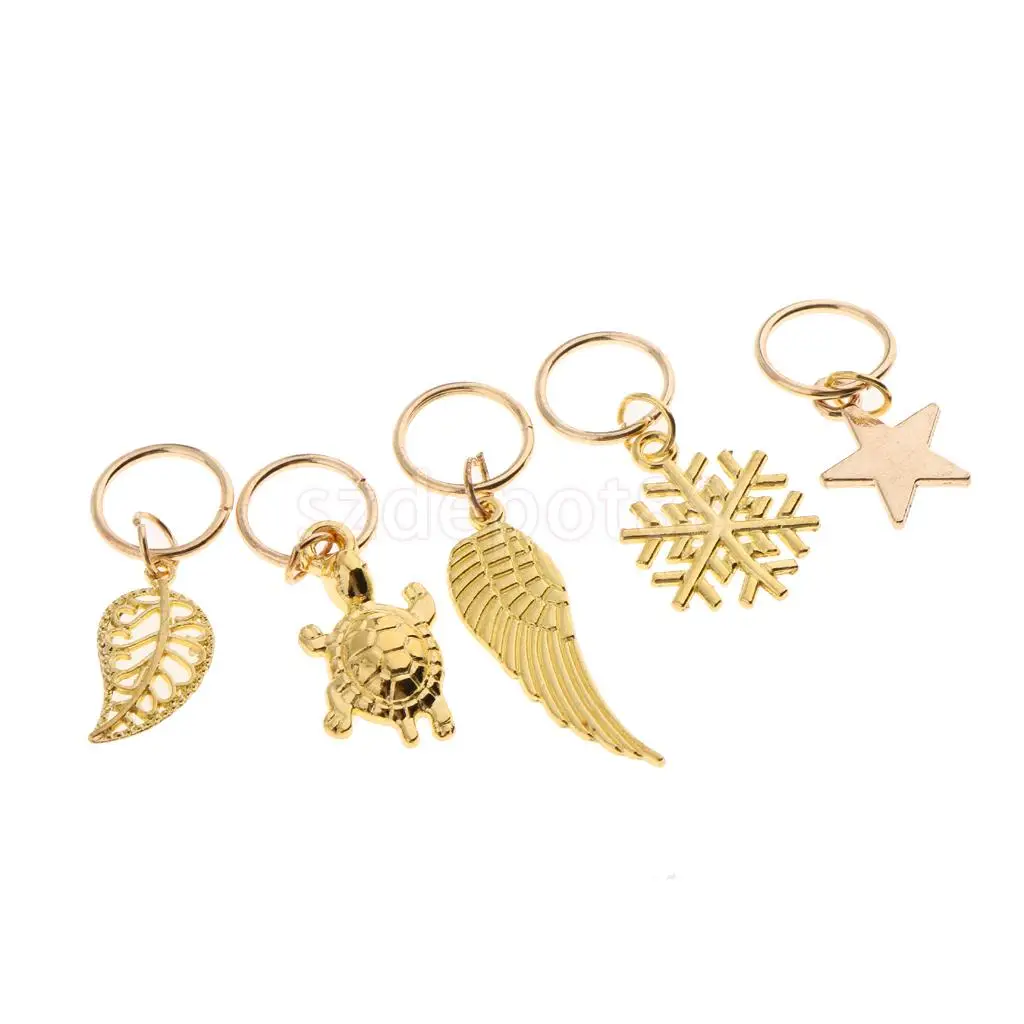 50pcs Hip Hop Hair Braid Rings Hair Loops Clips Bulk DIY Hair Accessories Headband - Star Leaf Shell Feather Snowflake Cross