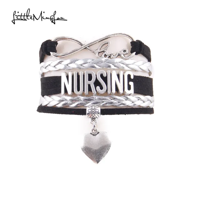 Little Minglou Infinity Love Nursing Bracelet Heart Charm Leather Little Minglou Infinity Love Nursing Bracelet Heart Charm Leather Wrap Men Bracelets Bangles For Women