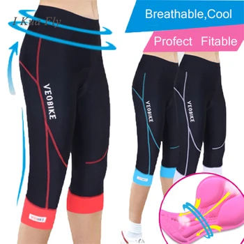 

New Women Cycling Shorts Tight Gel Padded Bike Bicycle Sports 3/4 Capri Breathable Quick Dry Biker Shorts padded calzoncillos 4