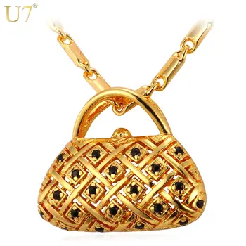 

U7 New Hot Selling Chic Jewelry Vintage Lady Bag Pendants Necklaces For Women Wholesale Gold Color Trendy Brand Jewelry P935