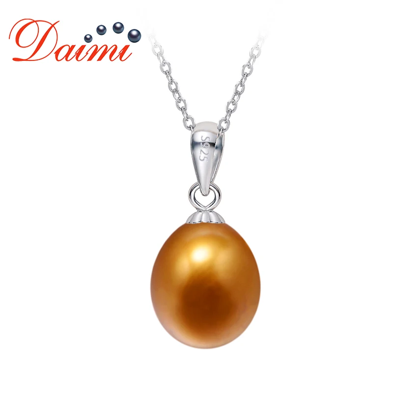 DMPFP295 натуральный 7-8 мм пресноводный жемчуг ожерелье 925 пробы серебряный кулон ожерелье для женщин подарок