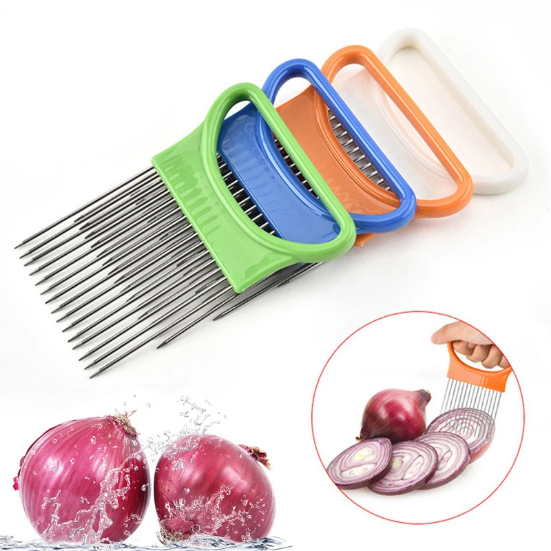 

TUUTH Onion Tomato Vegetables Slicer Aid Holder Guide Slicing Cutter Safe Fork Kitchen Accessories Tool