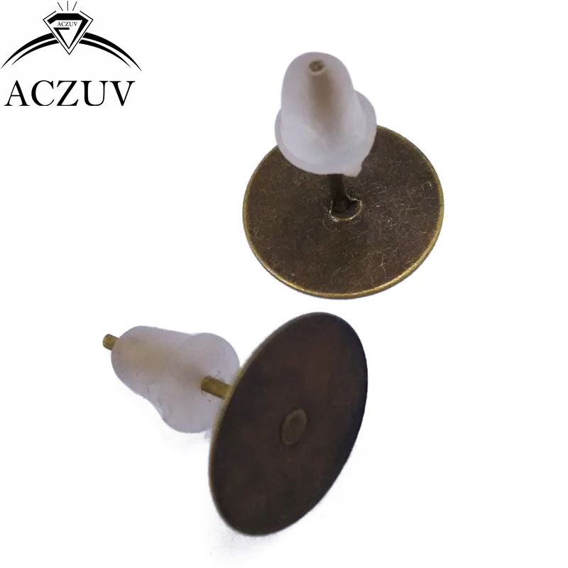Antique Bronze 1000pcs 4mm 6mm 8mm 10mm Glue Pad for Cabochon Stud Earring Posts W/ Rubber Stoppers Backs Findings EDT014 | Украшения и