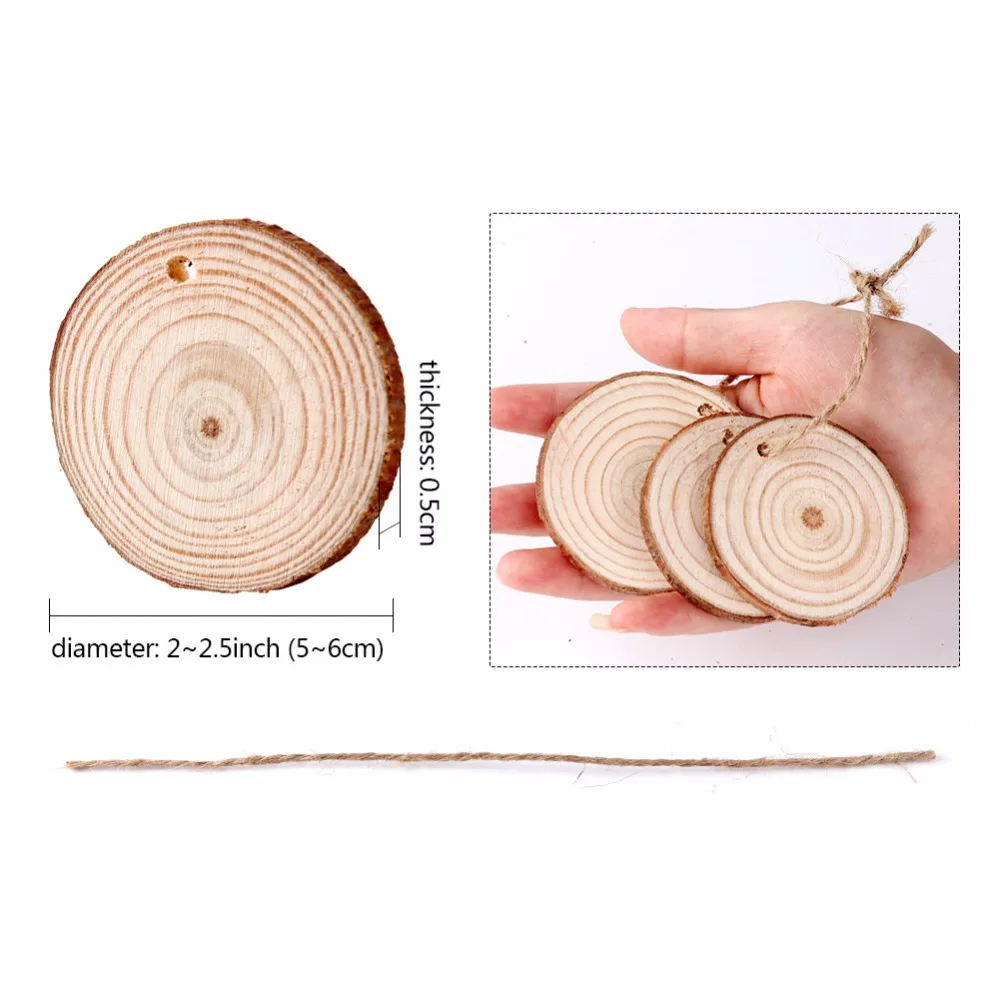 Ourwarm 50pcs 5-6cm Natural Wood Slices for Birthday Party Diy Decorations Kids Table Number Cards Wedding Decoration Gift Tags