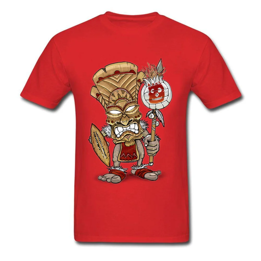 Wilson Warrior Tiki God T Shirts Prevalent Mens ostern Day Tops Shirt 3D Printed Clothing Shirt Round Collar 100% Cotton Wilson Warrior Tiki God red