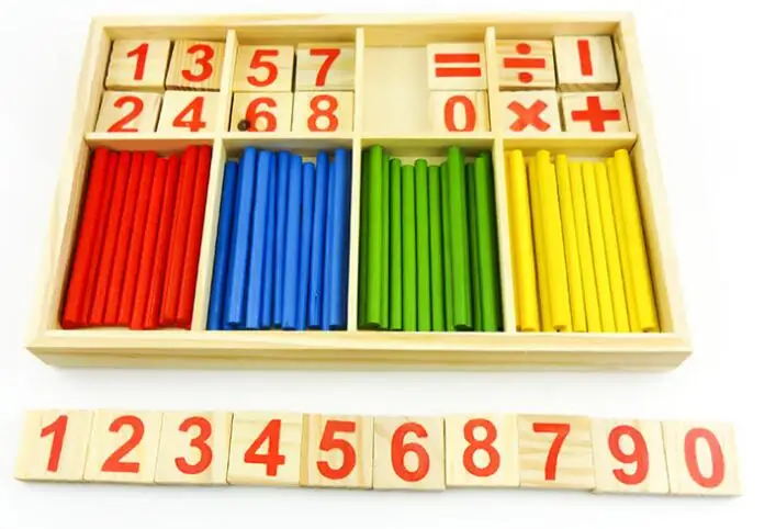 colorful Baby Toys Counting Sticks Education Wooden Building Intelligence Blocks montessori materials Wooden Box Child Gift