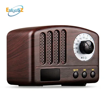 

EStgoSZ Wooden Retro Wireless Bluetooth Speaker 5W Loudspeaker Supprot USB TF Card AUX FM Radio Music Soundbar Speaker Woofer