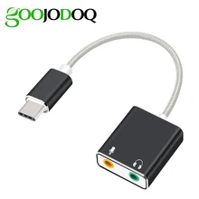 GOOJODOQ Внешняя USB звуковая карта тип-c для наушников 3D стерео USB аудио адаптер бесплатный диск Звуковая карта для Mac OS X Windows