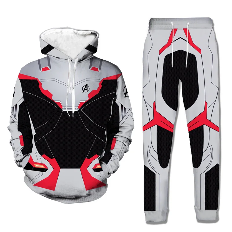 

Mens Set 2PC Hooded Spring Sportswear Casual 3D The Avengers Print Tracksuit Male Sweatshirt Hoodies+Pans Suit Hoodies Moleton