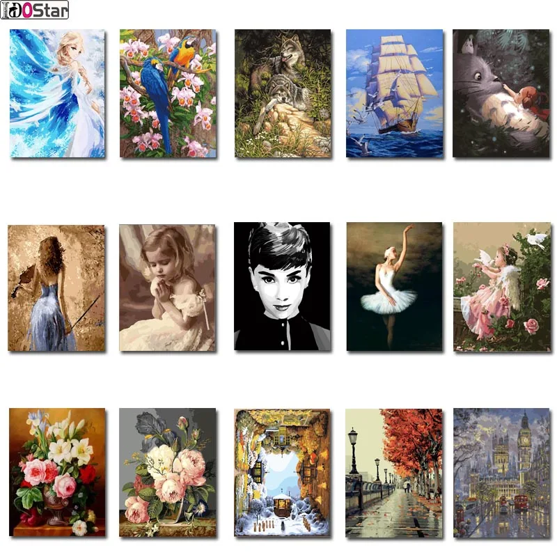 DIY Frame Painting By Numbers Oil Paint Wall Art Pictures Decor For Home Decoration