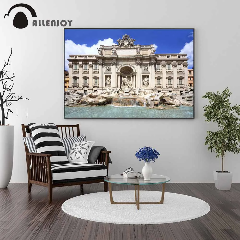 

Allenjoy Italy View Poster Rome Trevi Fountain Famous Scenic Canvas Painting Photos Modern Home Landscape Poster Murals Decor