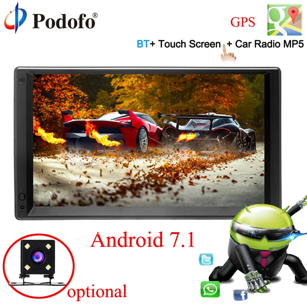 Podofo Android 7 1 2 Din 7 HD font b Car b font font b Radio