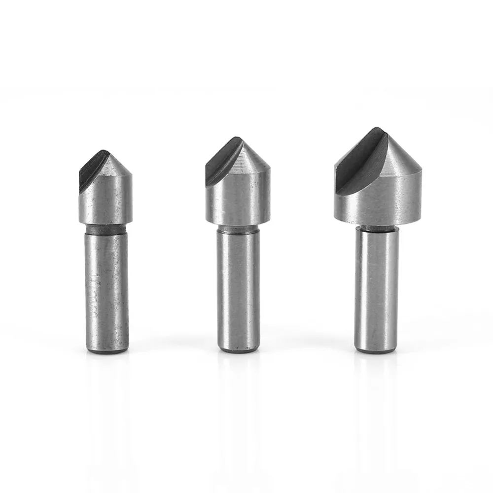 

3 Pcs/Set 3 Flute 90 Degree HSS Chamfer Cutter Chamfering Drilling Mill Drill Set Milling Cutting Tool Set