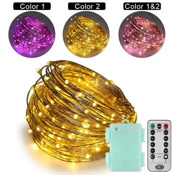 

Dual-Color Led 20M 200LEDs 6AA Battery IP44 Outdoor warm white+Purple LED String Lights Xmas Lights Holiday Wedding party deco