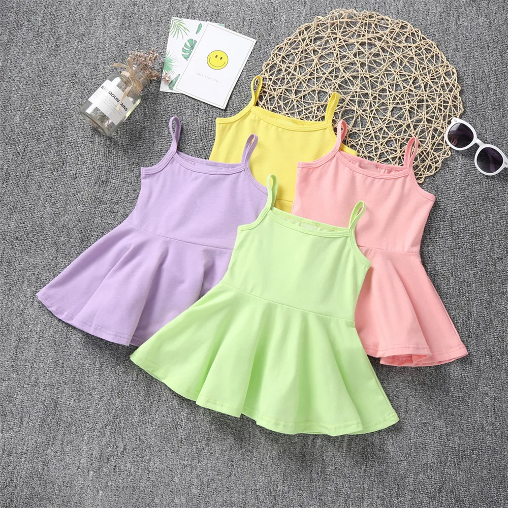 

1-6 Years Baby Girl Cotton Princess Dress Summer Kids Sleeveless Dresses 2019 Children Sling Dress Clothing Toddler Girls Outfit