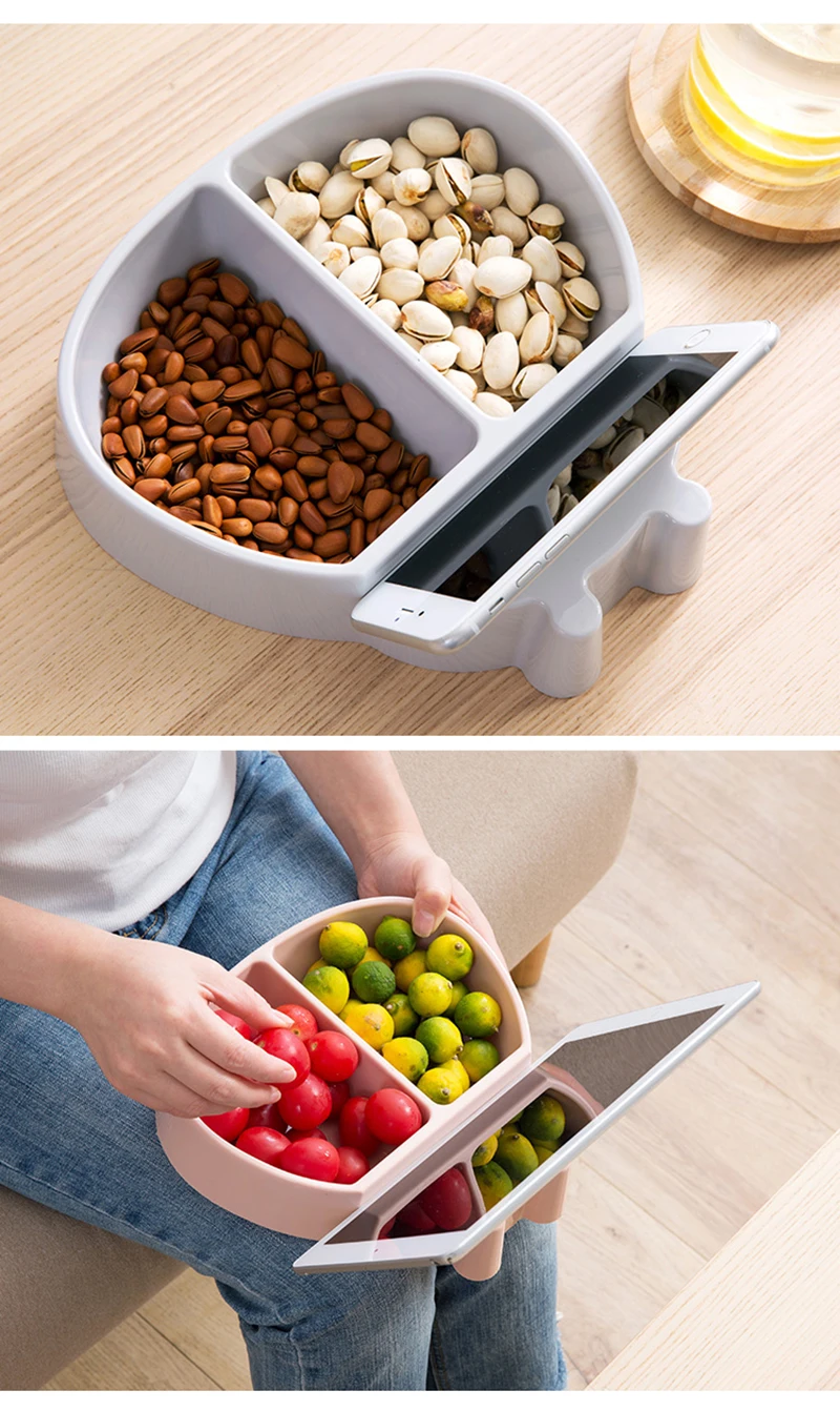 Multifunctional Plastic Lattice Snacks Food Fruit Storage Box Dish Tabletop Grocerie Storage Plate Organizer B1