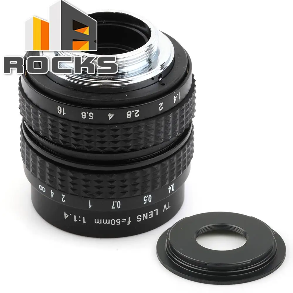 50mm f1.4 CC TV Lens + C mount to Micro M4/3 / NEX / N1 / Pentax Q  /Fuji / e.o.s M M2 Adapter For Panasonic Camera + Lens Cap