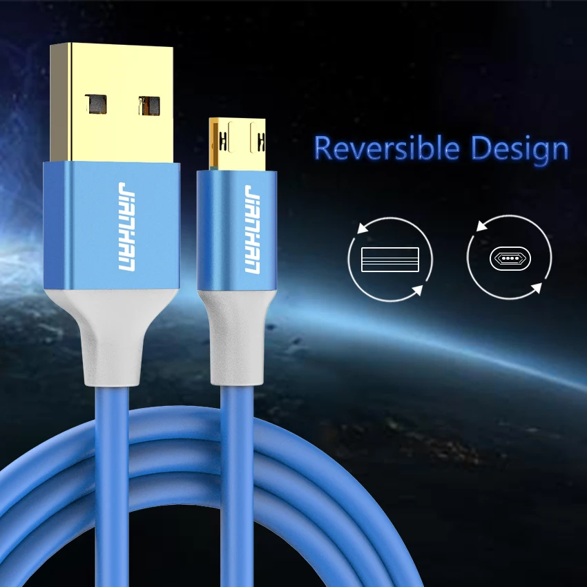 JianHan Reversible Micro USB Cable Charger Fast Charging Data Cord 2A Universal for Samsung Xiaomi Huawei Android Mobile Phone JianHan Reversible Micro USB Cable Charger Fast Charging Data Cord 2A Universal for Samsung Xiaomi Huawei Android Mobile Phone
