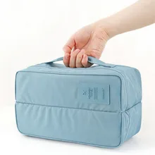 Дорожный бюстгальтер, нижнее белье, косметичка для макияжа, двойная открытая нейлоновая Водонепроницаемая дорожная сумка