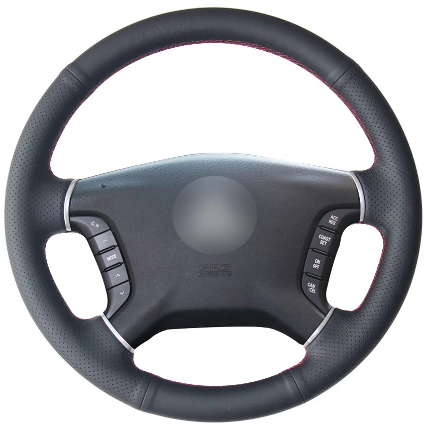 Black Natural Leather Car Steering Wheel Cover for Mitsubishi Pajero