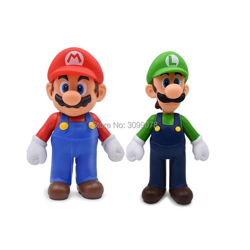 2 Styles Free Shipping Super Mario Bros Mario Luigi PVC Action Figure Collection Toy Doll 9\