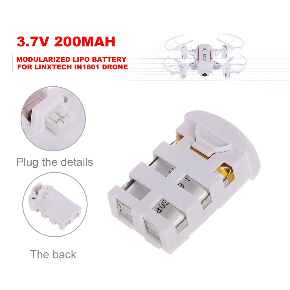 

Drone 3.7V 200mAh Modularized Lipo Battery for Linxtech IN1601 Wifi FPV RC Quadcopter