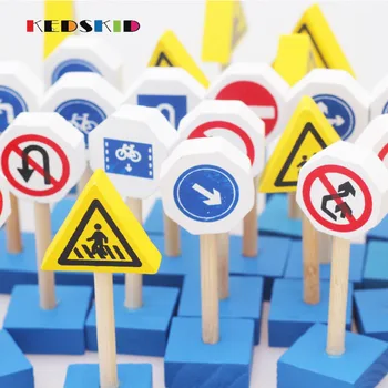 

Wooden Toy Traffic sign toy Educational Wooden Toys Wood Montessori Blocks Gift For Child