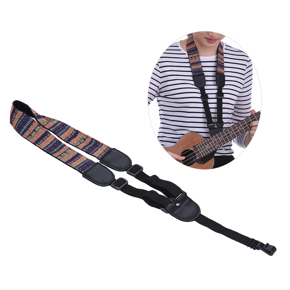 Clip On Ukulele Strap Adjustable Ukelele Strap Neck Sling Soft Cotton
