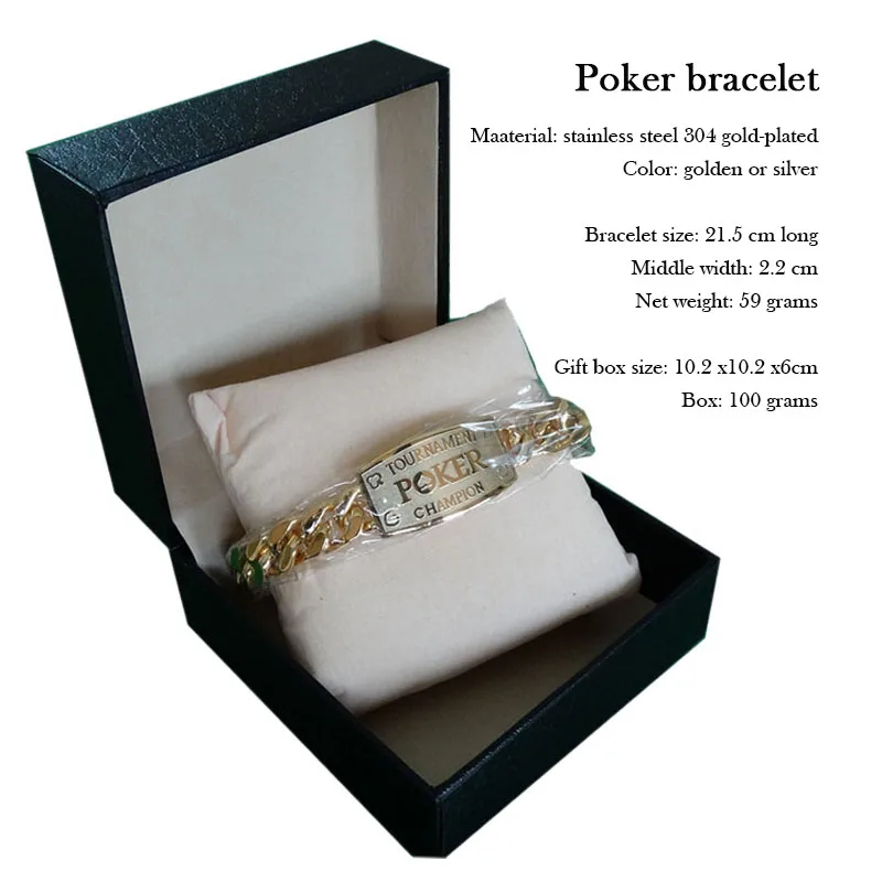 TEXASHOLD'EM POKER CHAIPION металлический браслет для покера серебряный золотой браслет