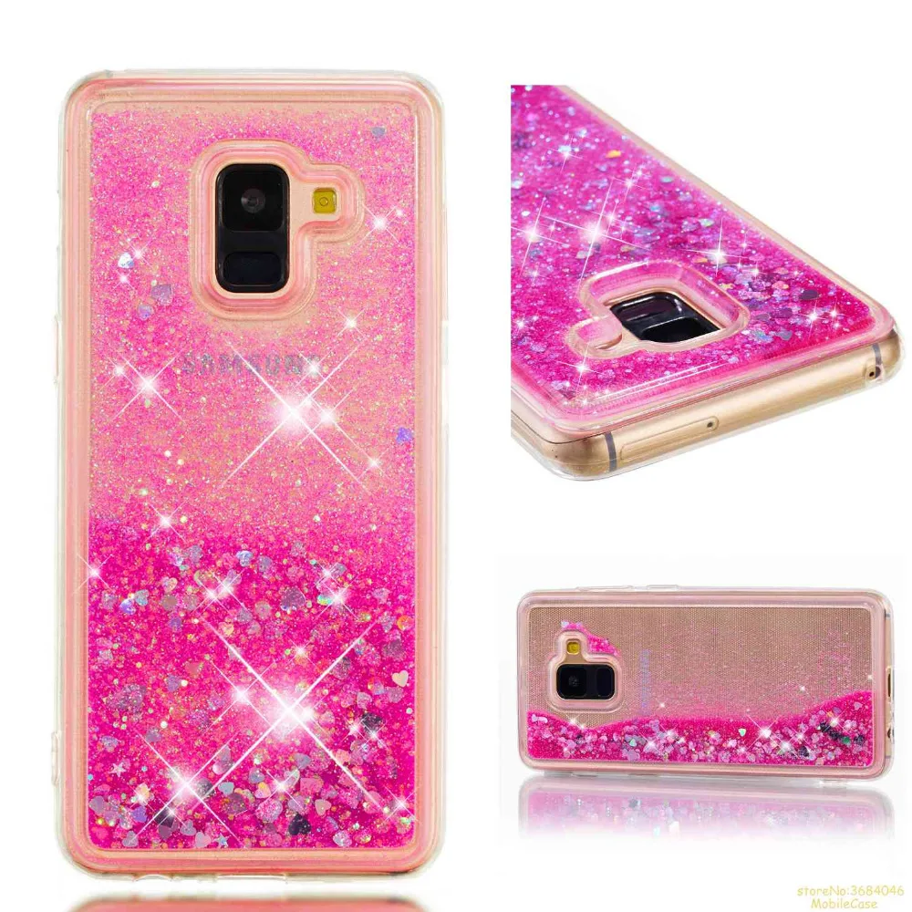 

Dynamic Liquid Glitter For Funda Samsung A8 2018 case Bling Quicksand Sand Soft TPU Case For Samsung A8 2018 cover hoesje