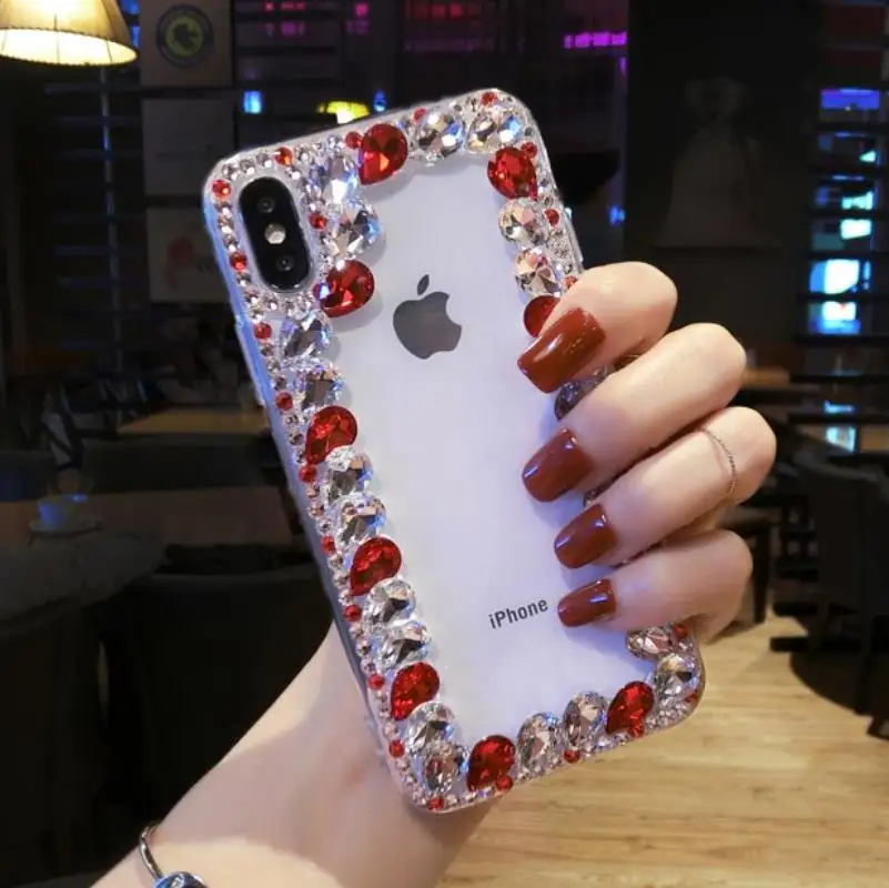

Phone Case For iPhone 8 Cases luxury Rhinestone Transparent Soft TPU Silicone Cover For iPhone X 6 6S 7 8 Plus 5 5S SE Covers