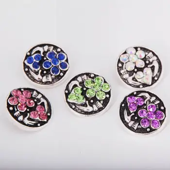 

Hot sale 20pcs mix 5colors 18MM Rhinstone heart & flower Metal snap buttons fit DIY Ginger snap bracelets jewelry Wholesale