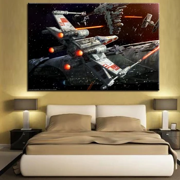 

HD Prints Pictures Home Wall Art Decor 1 Piece/Pcs Star Wars X-Wing Aircraft Paintings Living Room Movie Canvas Poster Framework