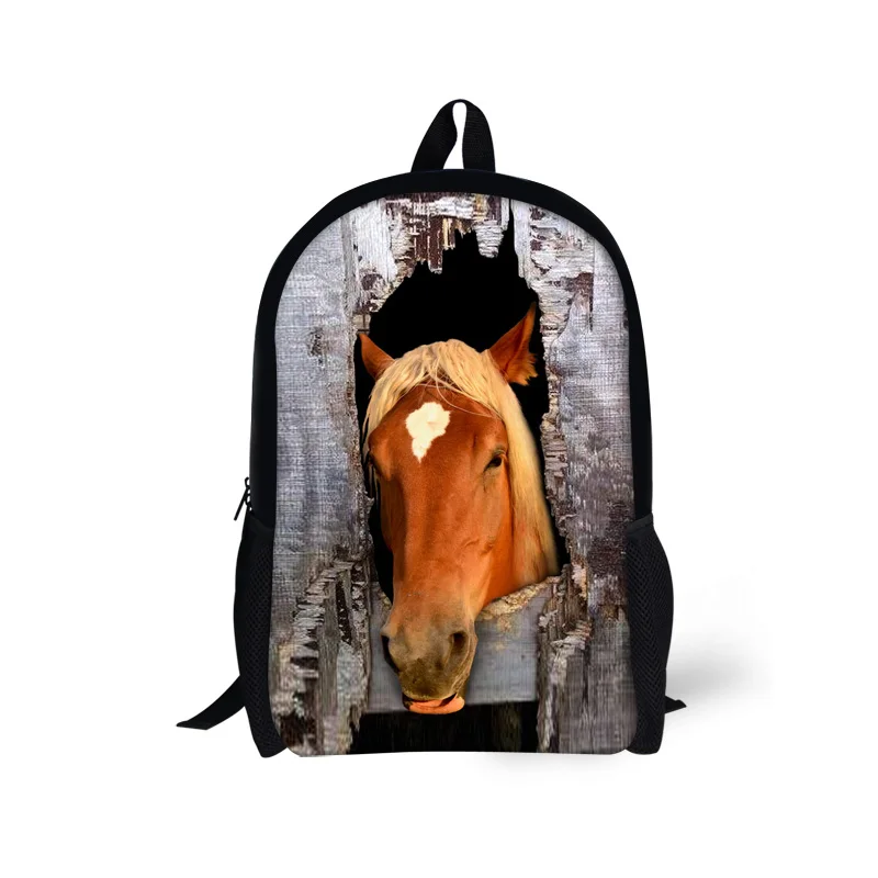 Mr Zebra Horse Shoulder Backpack Messenger Crossbody Laptop Bag Student Bookbags for Kid Girls Boys