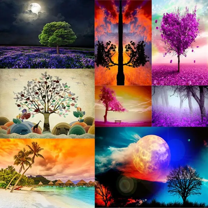 

5D Diamond Embroidery Trees Scenery 5D Diamond Painting Landscape Cross Stitch Full Needlework Home Decor