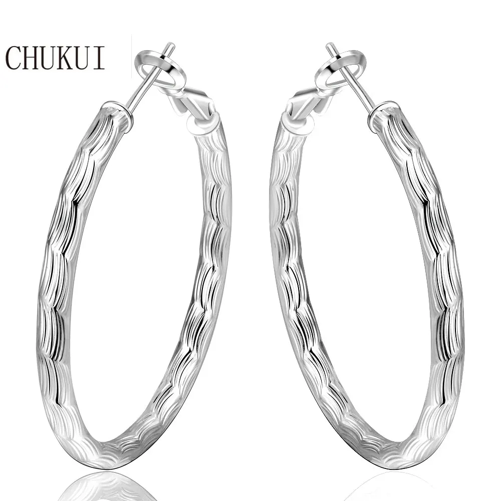 CHUKUI модные корейские большие серебряные круглые серьги-кольца женские