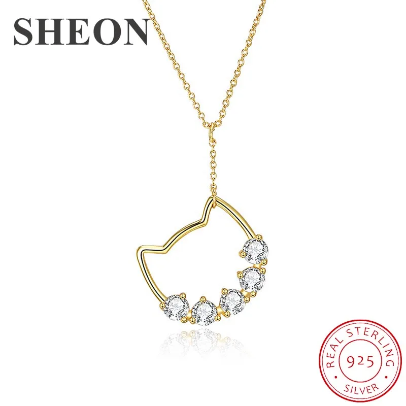 

SHEON Pet Collection Authentic 925 Sterling Silver Cute Pet Cat Kitty Pendant Necklaces For Women Sterling Silver Jewelry Gift