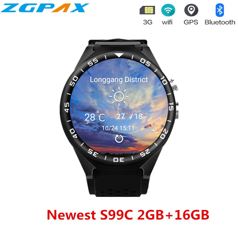 

Original 3G Android Smart Watch S99C Wristwatch 2GB Ram MTK6580 16G Rom Quad Core 5.0MP Camera Pedometer Heart Rate Wifi GPS SIM