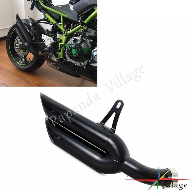 Papanda Motorcycle Black Stainless Steel Retro Exhaust Muffler Twin Silencer Pipes For Kawasaki Z900