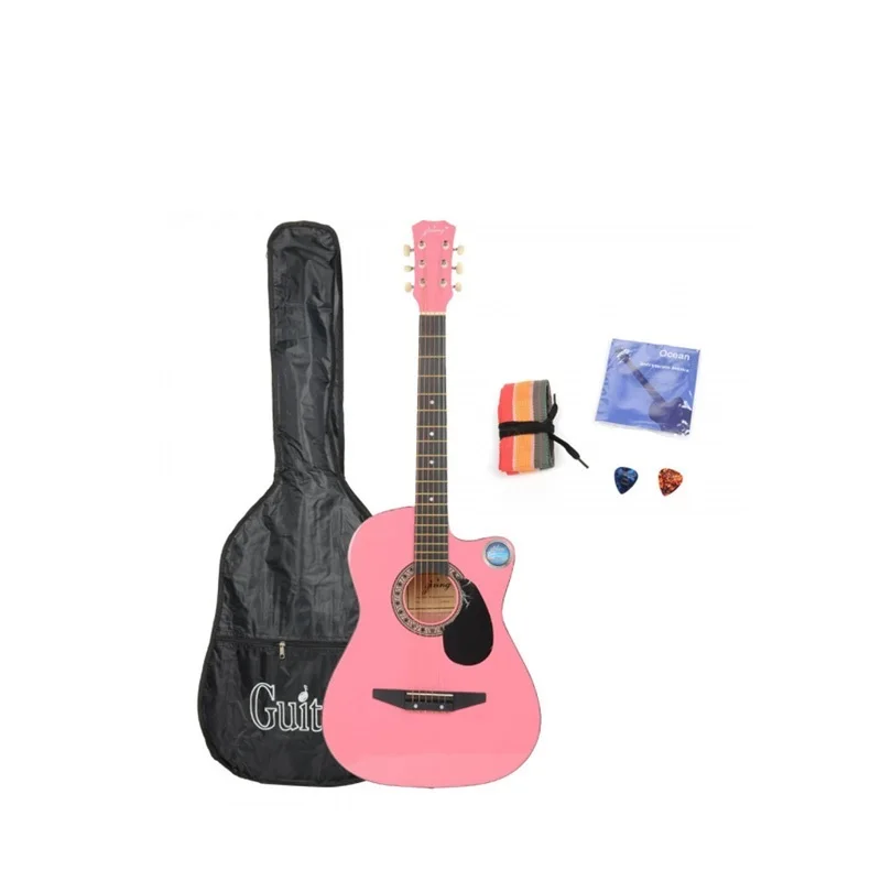 

CSP38C 38 Basswood Cutaway Acoustic Guitar Pink with Bag Strap Pick