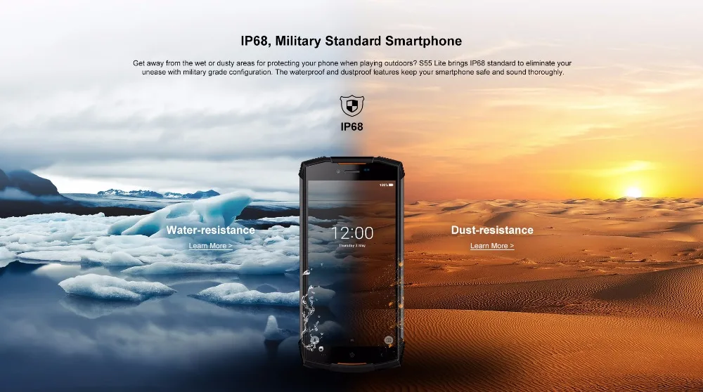 DOOGEE S55 lite IP68 Waterproof Rugged Mobile Phone 5.5